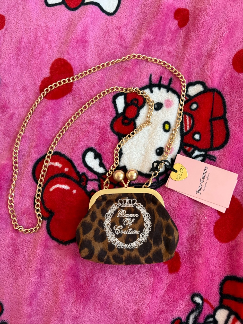 Juicy Couture Leopard Print Coin Purse with Gold Chain NWT